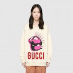 469250 Gucci Cotton Oversized Logo Hoodies white