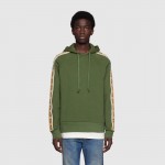 596230 Gucci Cotton jersey hooded sweatshirt green