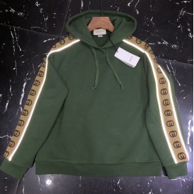 596230 Gucci Cotton jersey hooded sweatshirt green