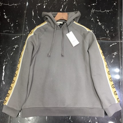 596230 Gucci Cotton jersey hooded sweatshirt grey