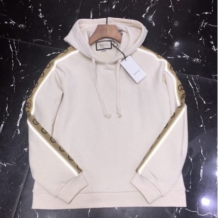 596230 Gucci Cotton jersey hooded sweatshirt white