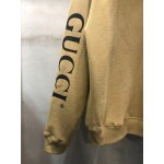 627079 Gucci logo print hooded sweatshirt camel 