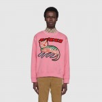 635847 Gucci cat print sweatshirt pink