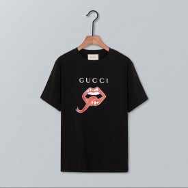 Gucci Oversize t-shirt with mouth black 493117