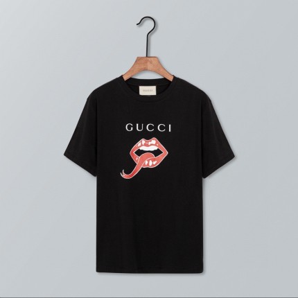 Gucci Oversize t-shirt with mouth black 493117