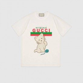 615044 Gucci "Original Gucci" oversize T-shirt with kitten white