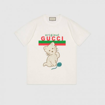 615044 Gucci "Original Gucci" oversize T-shirt with kitten white