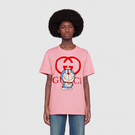 615044 Doraemon x Gucci cotton T-shirt pink