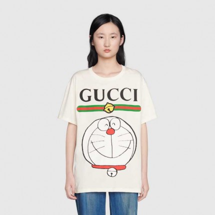 615044 XJDIL Doraemon x Gucci cotton T-shirt Ivory