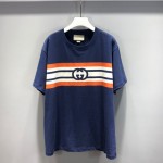 616036 Gucci Interlocking G stripe print T-shirt blue