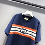 616036 Gucci Interlocking G stripe print T-shirt blue