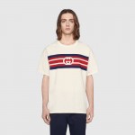 616036 Gucci Interlocking G stripe print T-shirt white