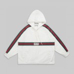 594861 Cotton canvas windbreaker with Gucci label white