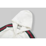 594861 Cotton canvas windbreaker with Gucci label white