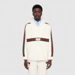 594861 Cotton canvas windbreaker with Gucci label white