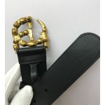 Gucci Leather belt with crystal Double G buckle 513183 black