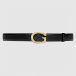 Gucci Thin belt with G buckle 655566 black 