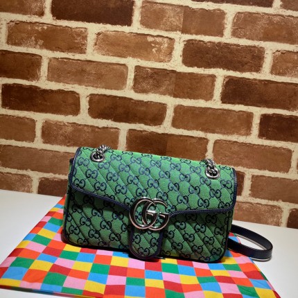 Gucci GG Marmont Multicolour small shoulder bag 443497 green