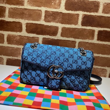 Gucci GG Marmont Multicolour small shoulder bag 443497 blue