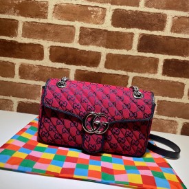 Gucci GG Marmont Multicolour small shoulder bag 443497 red