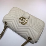 Gucci GG Marmont matelassé shoulder bag small 443497 white