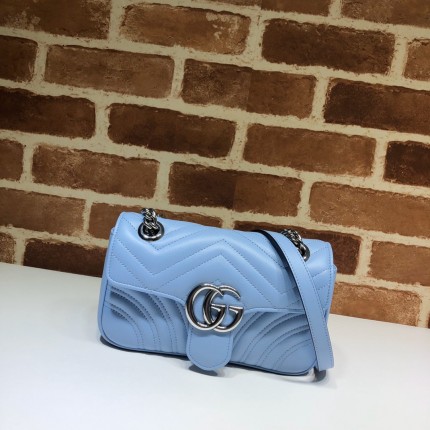 Gucci GG Marmont mini matelassé shoulder bag light blue 446744