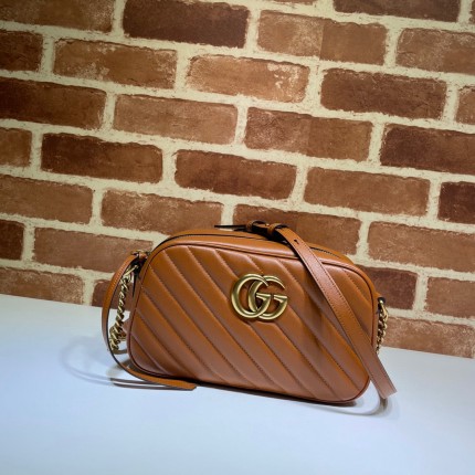 Gucci GG Marmont matelassé shoulder bag small brown 447632