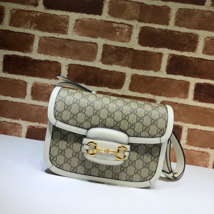 Gucci Horsebit 1955 small shoulder bag Supreme canvas white 602204 