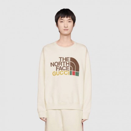 626990 The North Face x Gucci cotton sweatshirt white