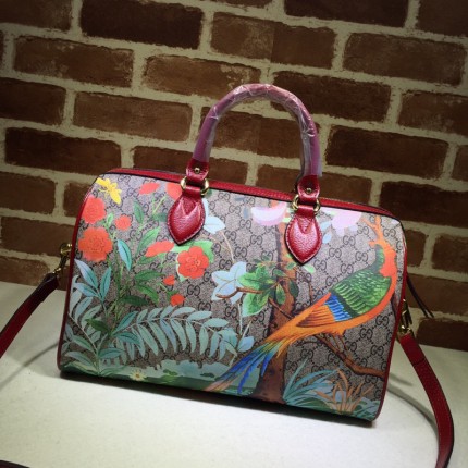 GG Supreme top handle bag 409527 red bird 