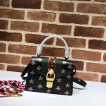 Gucci Sylvie leather mini bag black star 470270