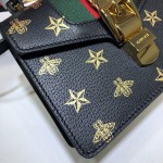 Gucci Sylvie leather mini bag black star 470270