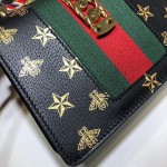 Gucci Sylvie leather mini bag black star 470270