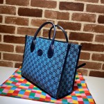 GG Multicolour small tote bag blue 659983