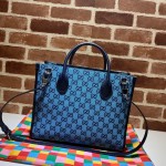 GG Multicolour small tote bag blue 659983