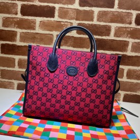 GG Multicolour small tote bag red 659983