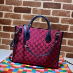 GG Multicolour small tote bag red 659983