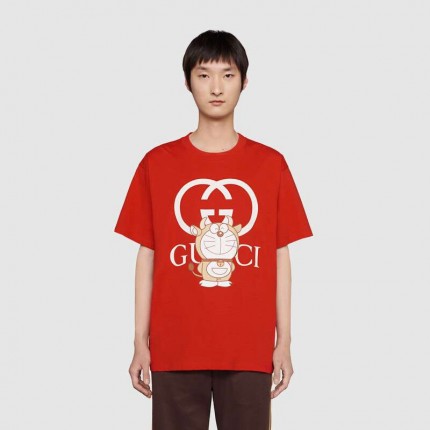 616036 Doraemon x Gucci oversize T-shirt Red