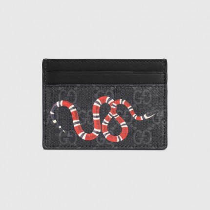 Gucci Kingsnake print GG Supreme card case 451277 black