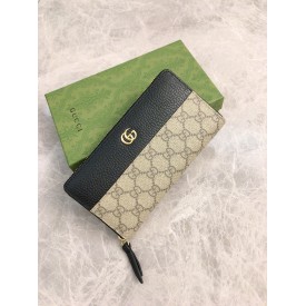 GG Marmont zip around wallet black-beige 456117