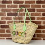 SMALL STRAW TOTE WITH GUCCI LOGO 779524