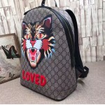 Gucci Angry cat print GG Supreme backpack 419584