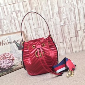 Gucci GG Marmont quilted leather bucket bag red 476674