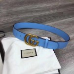 Gucci Leather belt with Double G buckle blue 400593