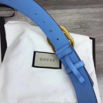 Gucci Leather belt with Double G buckle blue 400593