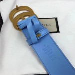 Gucci Leather belt with Double G buckle blue 400593