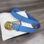 Gucci Leather belt with Double G buckle blue 400593