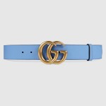 Gucci Leather belt with Double G buckle blue 400593