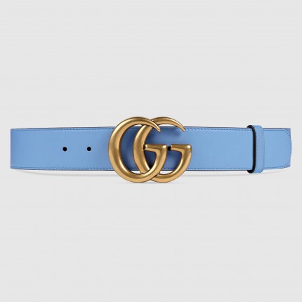 Gucci Leather belt with Double G buckle blue 400593