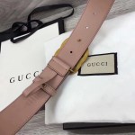 Gucci Leather belt with Double G buckle pink 400593